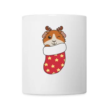 Süße Meerschweinchen in Weihnachtssocke zu - Tasse - Weiß - Vorne
