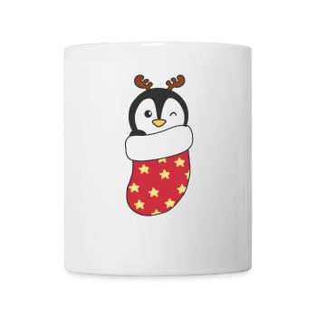 Pingouin mignon en chaussette de Noël pour Noël - Mug blanc - blanc - Devant
