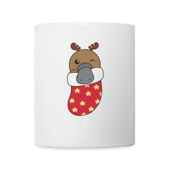 Cute platypus in Christmas sock too - Mug - white - Front