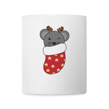 Souris mignonnes en chaussette de Noël pour souris de Noël - Mug blanc - blanc - Devant