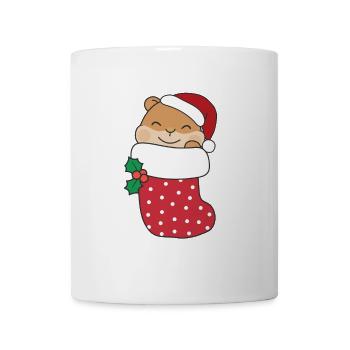 Süße Hamster in Weihnachtssocke zu Weihnachten - Tasse - Weiß - Vorne