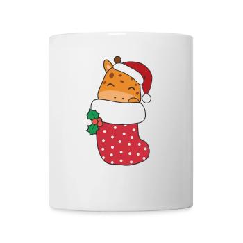 Mignonnes girafes en chaussettes de Noël pour Noël - Mug blanc - blanc - Devant