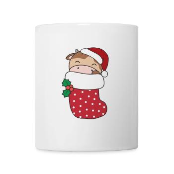 Cute cows in Christmas sock for Christmas cow - Mug - white - Front
