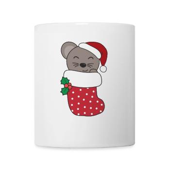 Souris mignonnes en chaussette de Noël pour souris de Noël - Mug blanc - blanc - Devant
