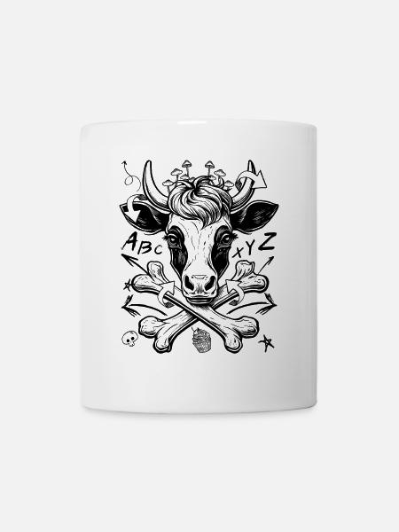 T-shirt graffiti avec motif vache pirate - Mug blanc - blanc