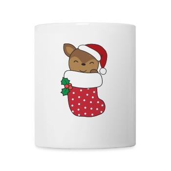 Cerf mignon en chaussette de Noël pour cerf de Noël - Mug blanc - blanc - Devant