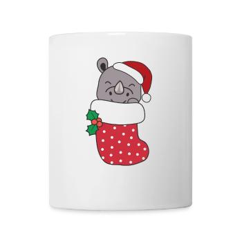 Rhinocéros mignons en chaussette de Noël pour Noël - Mug blanc - blanc - Devant