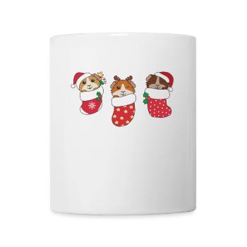 Süße Meerschweinchen in Weihnachtssocke zu - Tasse - Weiß - Vorne