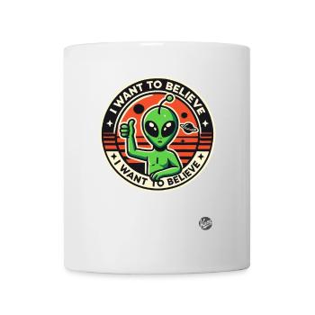 Green Alien : Pouce en l’air, je veux croire - Mug blanc - blanc - Devant