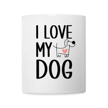 I Love My Dog - Cute Dog with Heart Silhouette Outline - Mug - white - Front