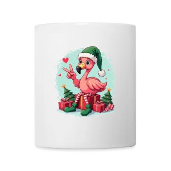 Weihnachten Flamingo Elfe - Tasse - Weiß - Vorne