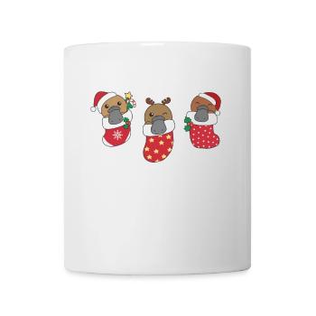 Cute platypus in Christmas sock too - Mug - white - Front