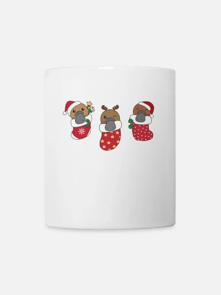 Mignon ornithorynque en chaussette de Noël aussi - Mug blanc - blanc