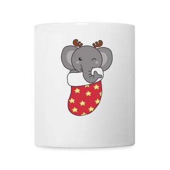 Mignons éléphants en chaussettes de Noël pour Noël - Mug blanc - blanc - Devant