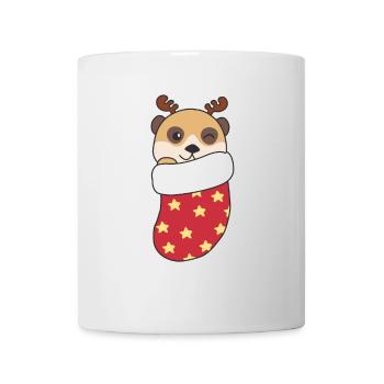 Süße Erdmännchen in Weihnachtssocke zu - Tasse - Weiß - Vorne