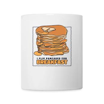 Je retourne les crêpes pour les recettes de petit-déjeuner Flapjack - Mug blanc - blanc - Devant