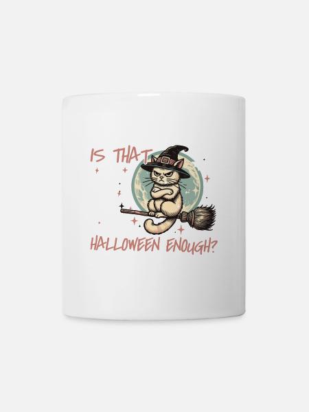 Halloween Katze Hexenhut Vollmond Spaß - Tasse - Weiß