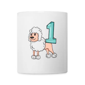 Zahl 1 Nummer Eins - Pudel Hund Motiv - Tasse - Weiß - Vorne