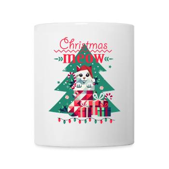 Chat espiègle en bas - Style de Noël laid - Mug blanc - blanc - Devant