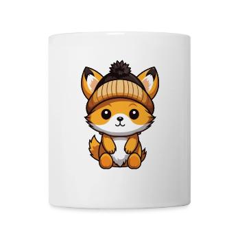 Fuchs Winter Comic Mütze - Tasse - Weiß - Vorne