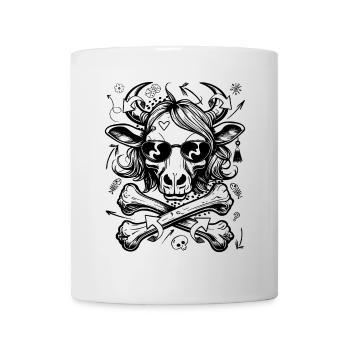 Vache graffiti coquine avec coiffure sauvage, chemise - Mug blanc - blanc - Devant