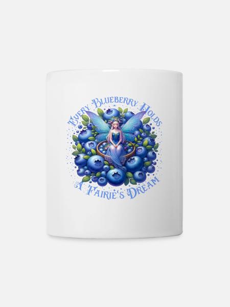 Blaubeerfee im Blütenkorb - Tasse - Weiß