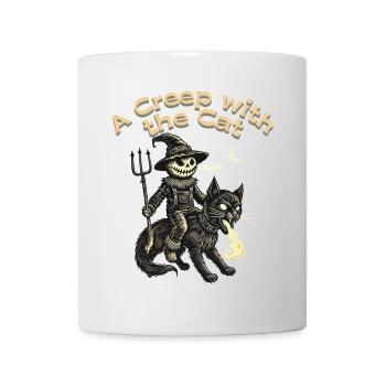 Effrayant avec le chat Halloween Fun - Mug blanc - blanc - Devant