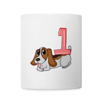 Zahl 1 Nummer Eins - Hund Motiv - Tasse - Weiß - Vorne