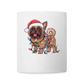 Bruxelles Griffon Noël Lumières Noël Chiens Cadeaux - Mug blanc - blanc - Devant