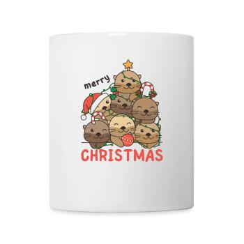 Loutre arbre de Noël Joyeux Noël - Mug blanc - blanc - Devant
