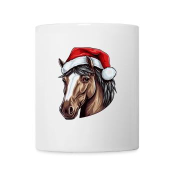Portrait de Noël tête de cheval - Mug blanc - blanc - Devant
