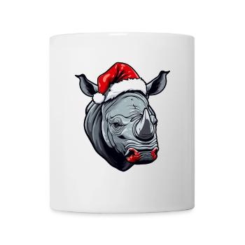 Portrait de Noël Tête de Rhinocéros - Mug blanc - blanc - Devant