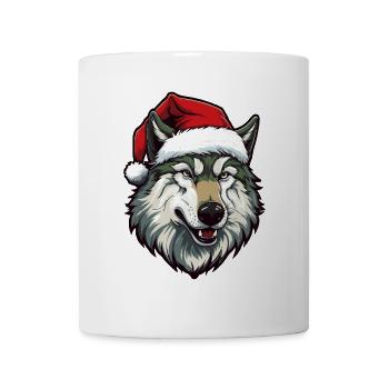 Wolf Kopf Weihnachten Portät - Tasse - Weiß - Vorne