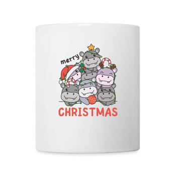 Hippopotame Arbre de Noël Joyeux Noël - Mug blanc - blanc - Devant