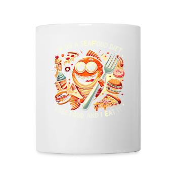 Ich mache eine Meeresfrüchte-Diät. Ich sehe Essen - Tasse - Weiß - Vorne