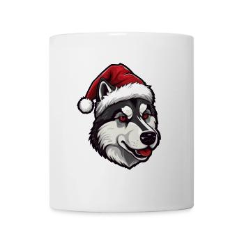 Portrait de Noël tête de chien husky - Mug blanc - blanc - Devant