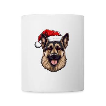 German Shepherd Dog Head Christmas Portrait - Mug - white - Front