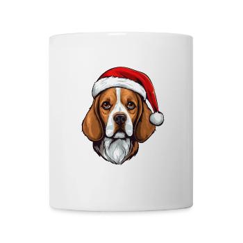 Beagle Dog Head Christmas Portrait - Mug - white - Front