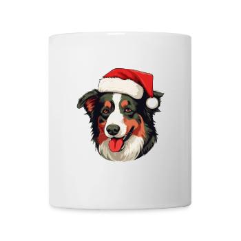 Border Collie tête de chien Portrait de Noël - Mug blanc - blanc - Devant