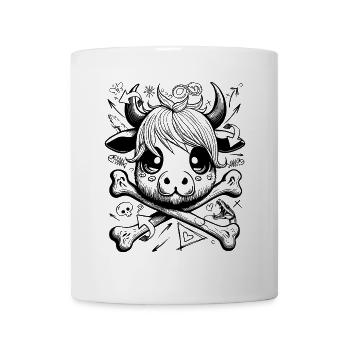 Lustiges Comic-Kuh Shirt im urbanen Graffiti-Look - Tasse - Weiß - Vorne