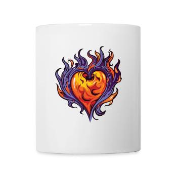 Coeur, Flamme, Feu, Amour - Mug blanc - blanc - Devant