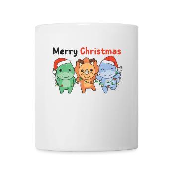 Dino Weihnachten Winter Tiere Dino - Tasse - Weiß - Vorne