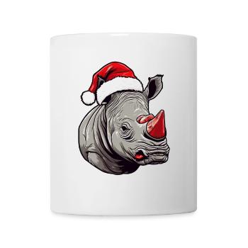 Portrait de Noël Tête de Rhinocéros - Mug blanc - blanc - Devant