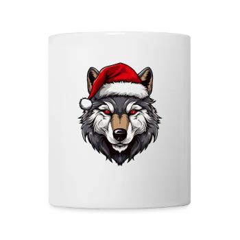 Portrait de Noël tête de loup - Mug blanc - blanc - Devant