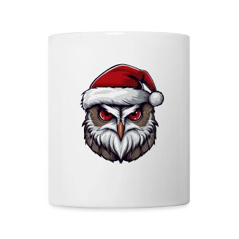 Portrait de Noël tête de hibou - Mug blanc - blanc - Devant