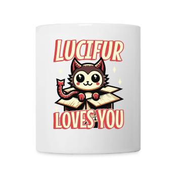 Lucifur t’aime dessin animé chat diable - Mug blanc - blanc - Devant