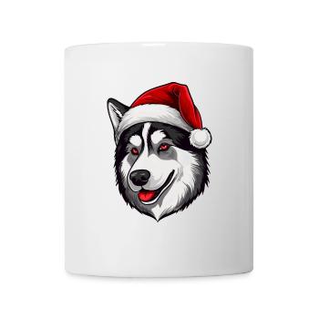 Portrait de Noël tête de chien husky - Mug blanc - blanc - Devant