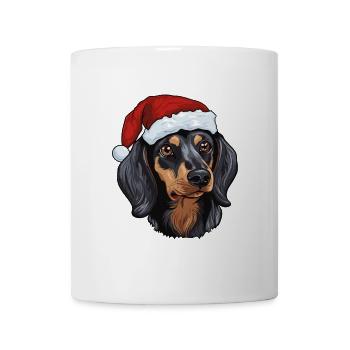 Dackel Hund Kopf Weihnachten - Tasse - Weiß - Vorne