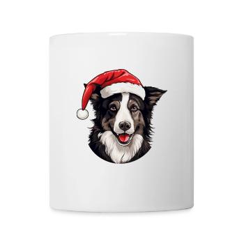 Border Collie tête de chien Portrait de Noël - Mug blanc - blanc - Devant