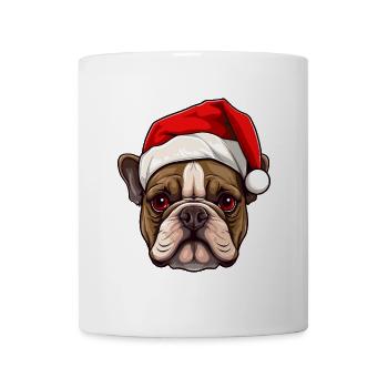Französische Bulldogge Hund Kopf Weihnachten Portä - Tasse - Weiß - Vorne